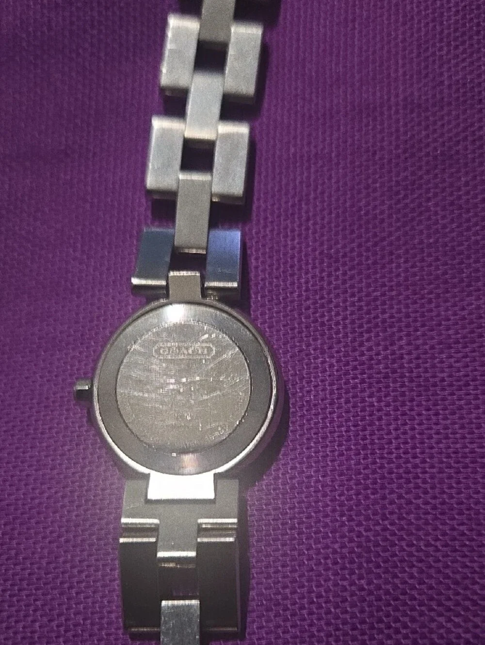 Coach Silver-Tone Bracelet Watch with Black Dial